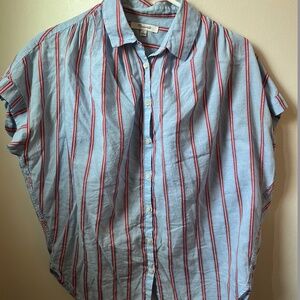 Madewell Blue and Red Stripe Button Down